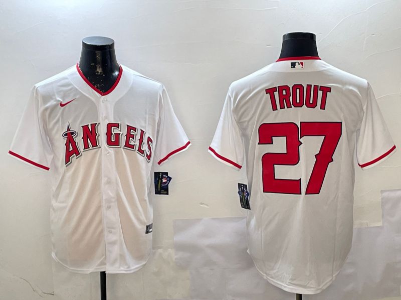 Men Los Angeles Angels #27 Trout White Game 2025 Nike MLB Jersey style 1